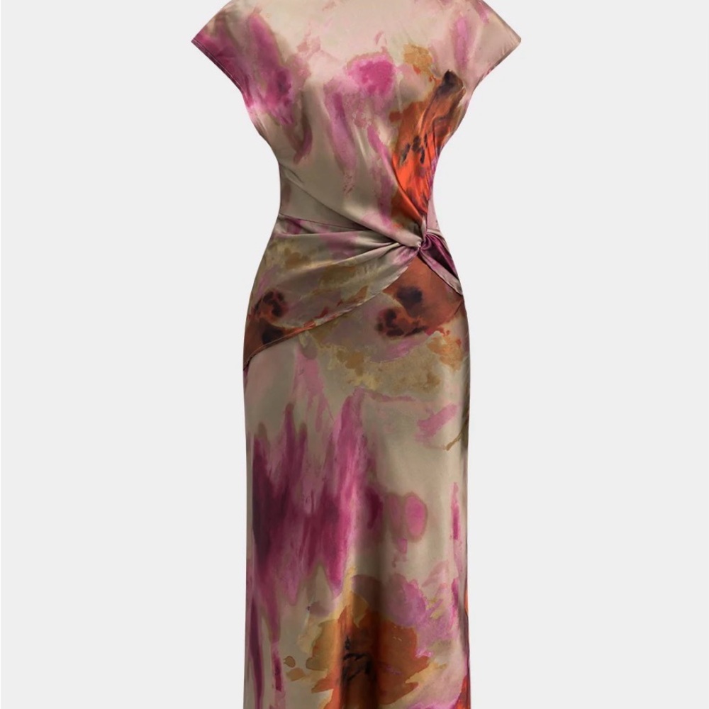 Vibrant Asymmetrical Satin Dress
